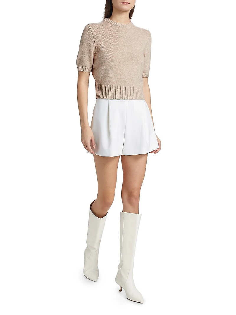 Elsie Wool-Cashmere Short-Sleeve Sweater