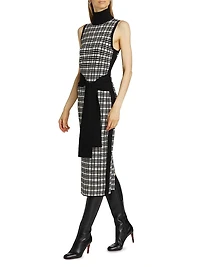 Peggy Windowpane Knit Sleeveless Midi-Dress