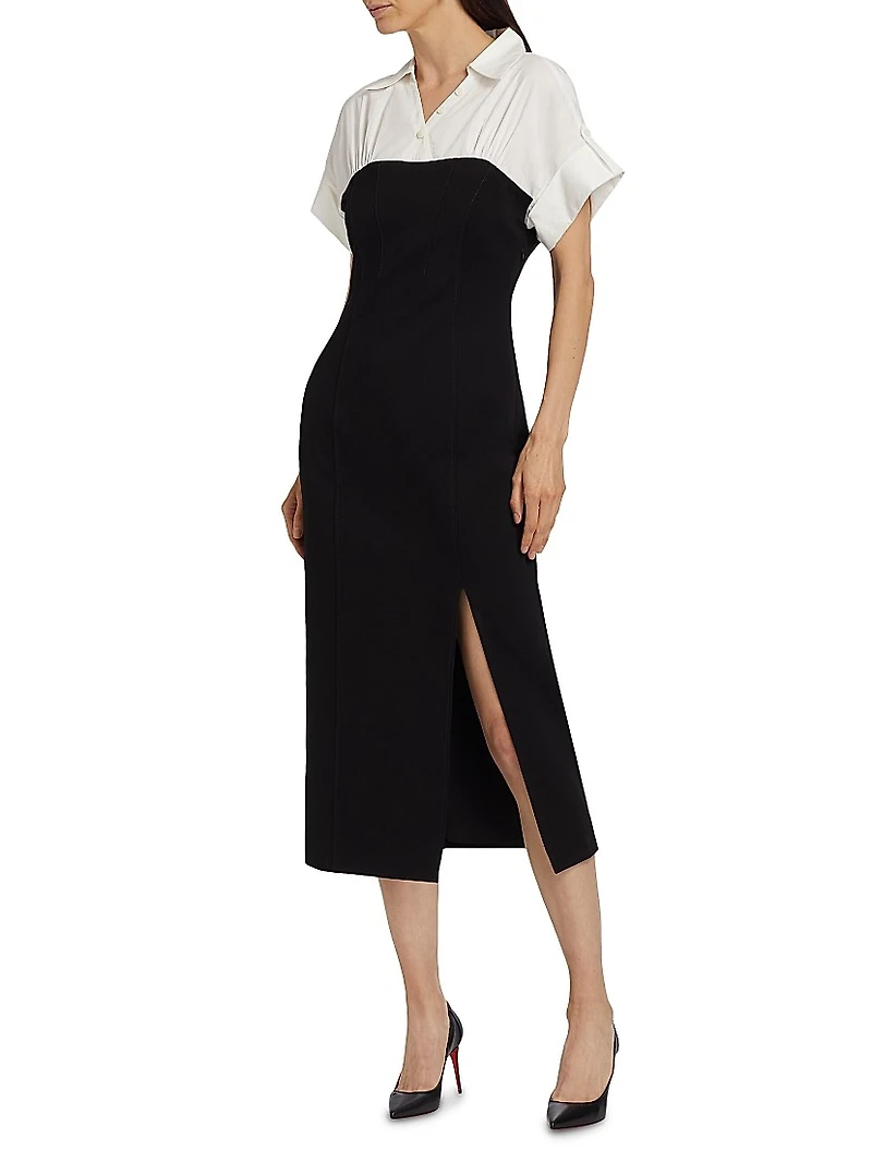 Jasmine Cotton-Blend Short-Sleeve Midi-Dress