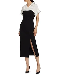 Jasmine Cotton-Blend Short-Sleeve Midi-Dress