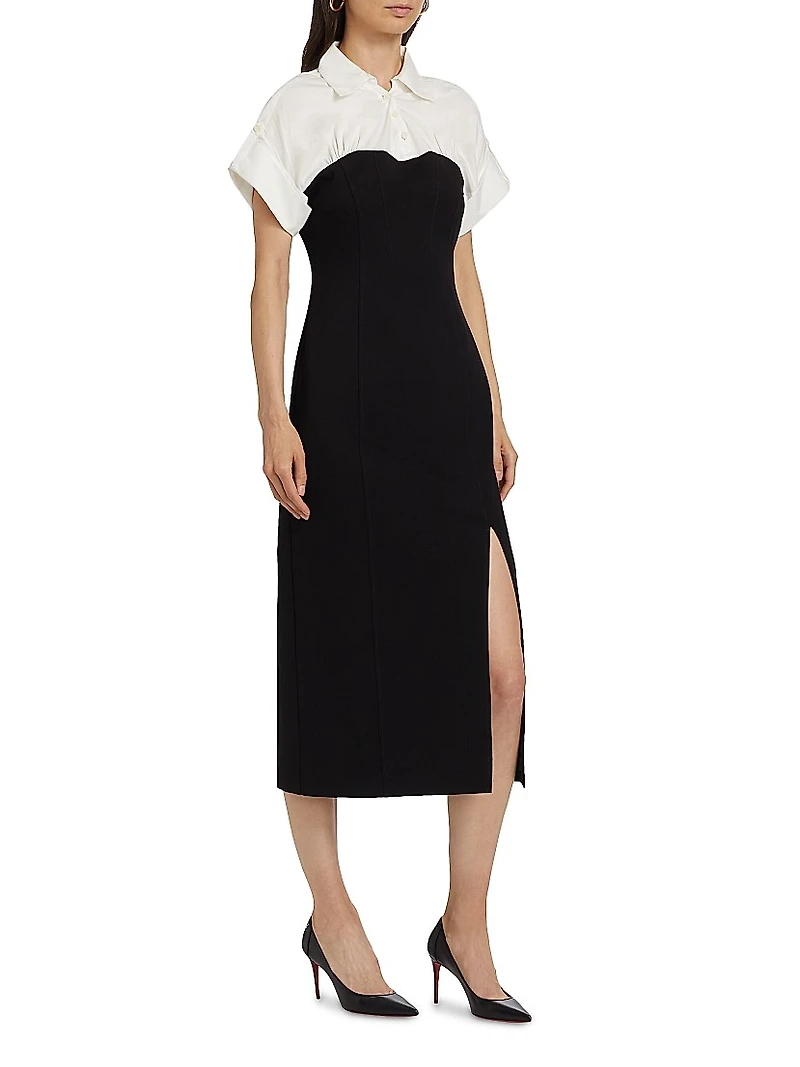 Jasmine Cotton-Blend Short-Sleeve Midi-Dress