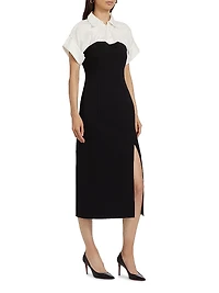 Jasmine Cotton-Blend Short-Sleeve Midi-Dress