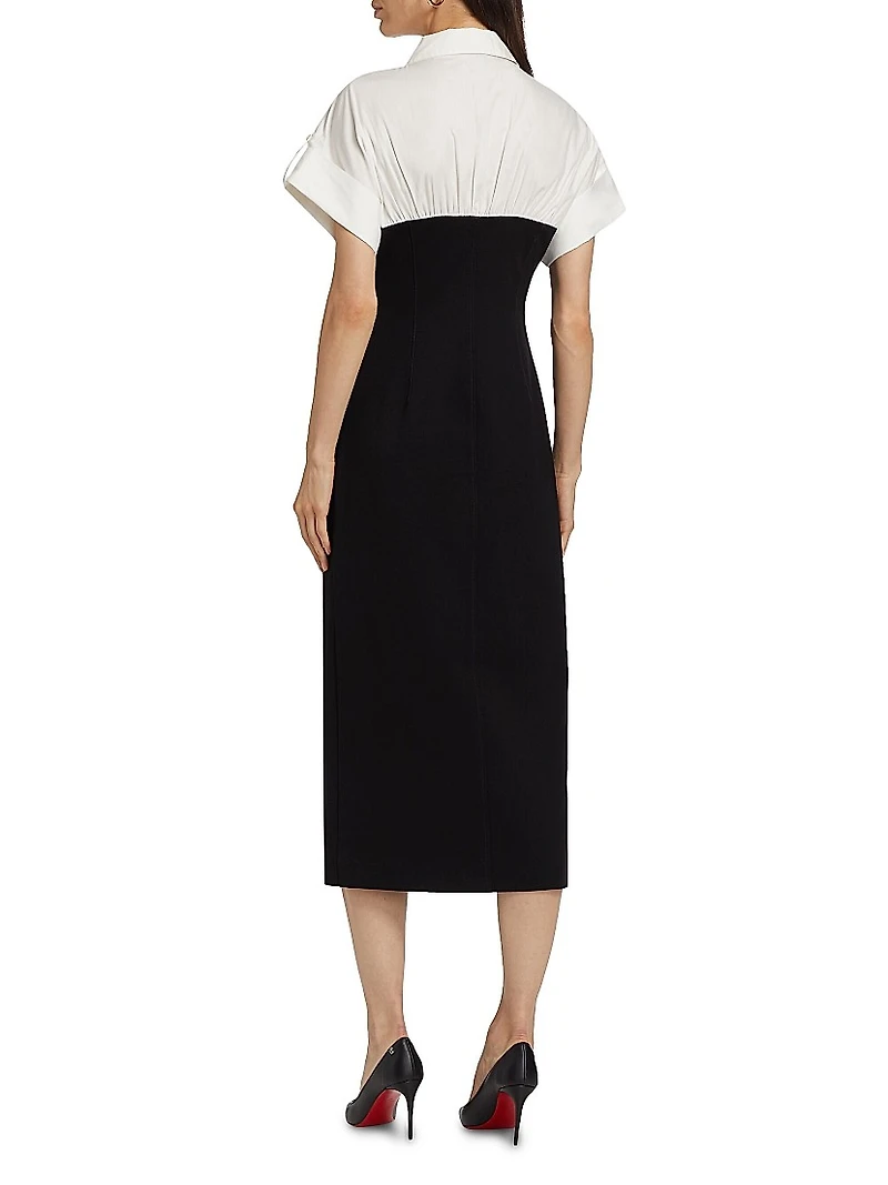 Jasmine Cotton-Blend Short-Sleeve Midi-Dress