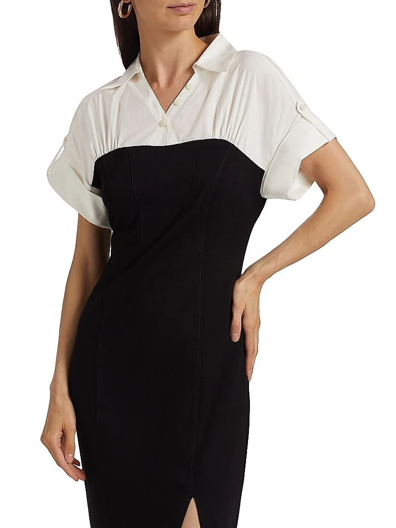 Jasmine Cotton-Blend Short-Sleeve Midi-Dress