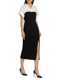 Jasmine Cotton-Blend Short-Sleeve Midi-Dress