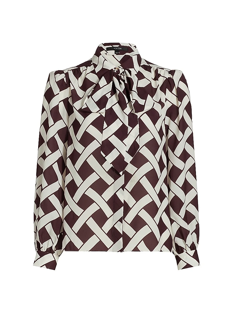 Evie Basketweave Tie-Waist Shirt