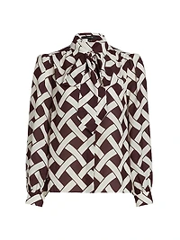 Evie Basketweave Tie-Waist Shirt