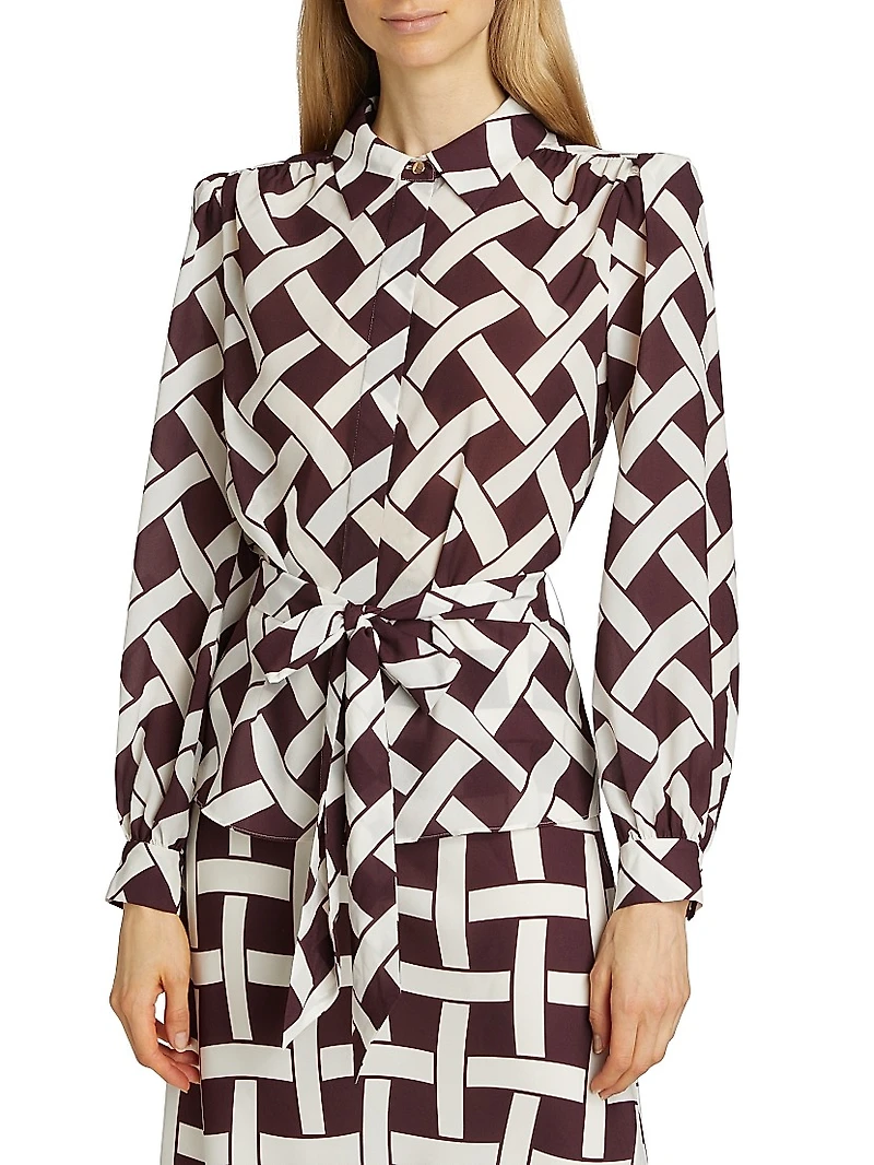 Evie Basketweave Tie-Waist Shirt