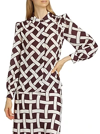 Evie Basketweave Tie-Waist Shirt