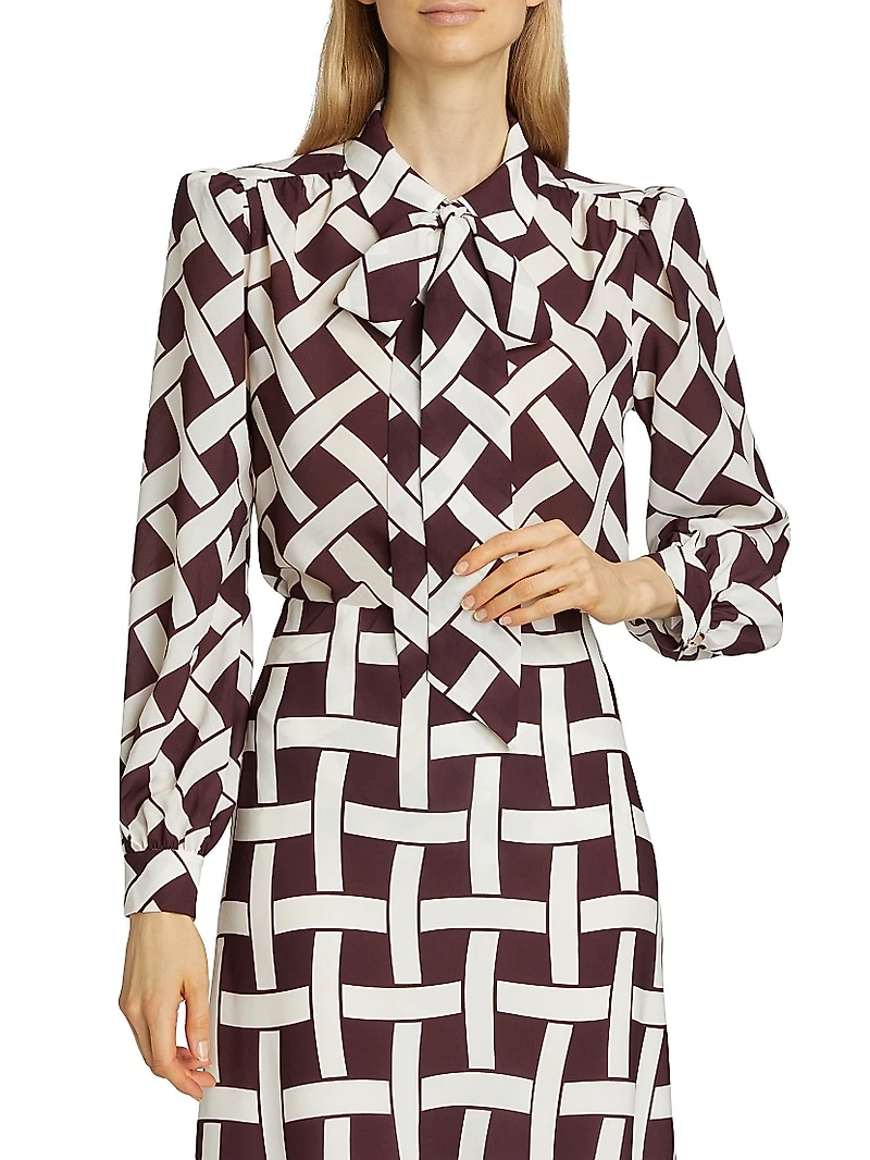 Evie Basketweave Tie-Waist Shirt