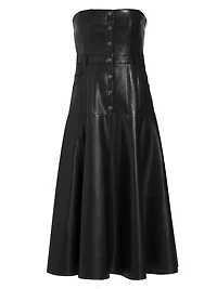 Veena Faux Leather Strapless Midi-Dress
