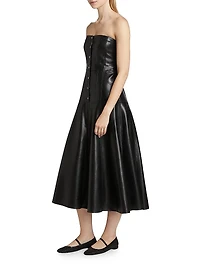 Veena Faux Leather Strapless Midi-Dress