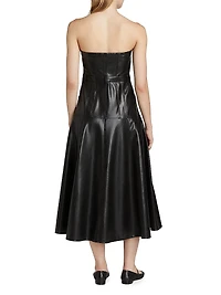 Veena Faux Leather Strapless Midi-Dress