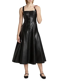 Veena Faux Leather Strapless Midi-Dress