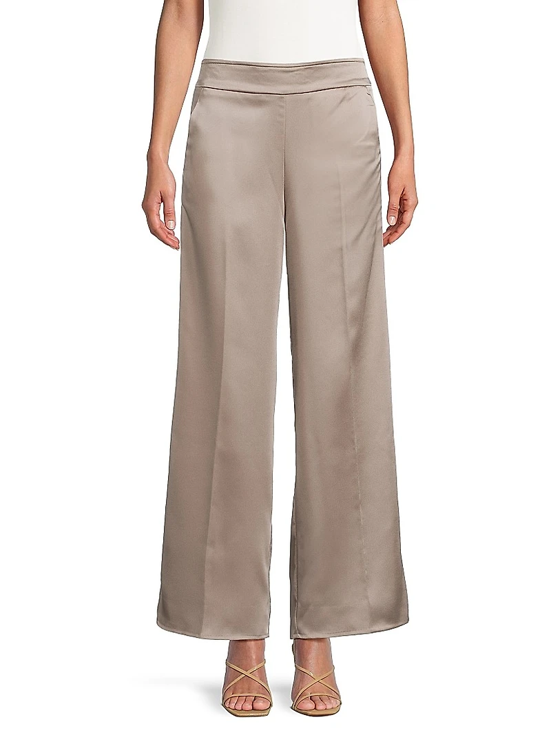 Satin Wide-Leg Pants