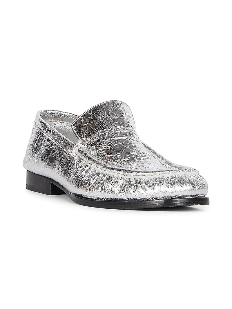 Metallic Leather Loafers