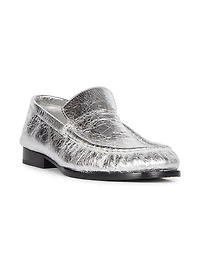 Metallic Leather Loafers