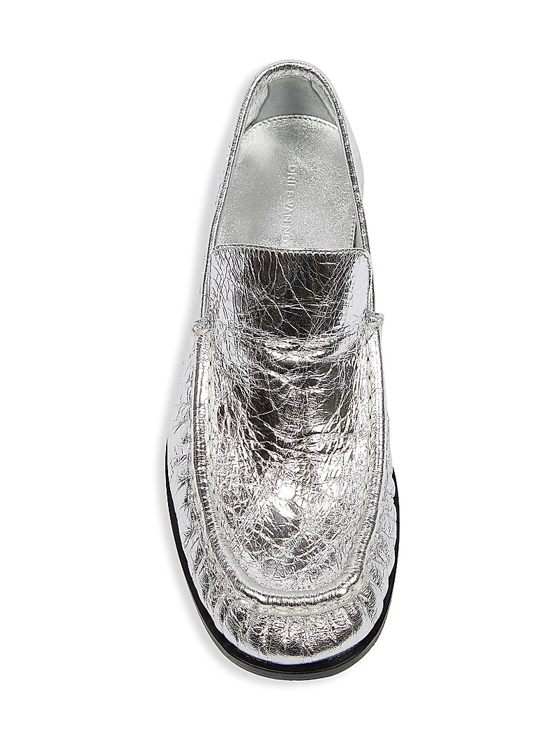 Metallic Leather Loafers
