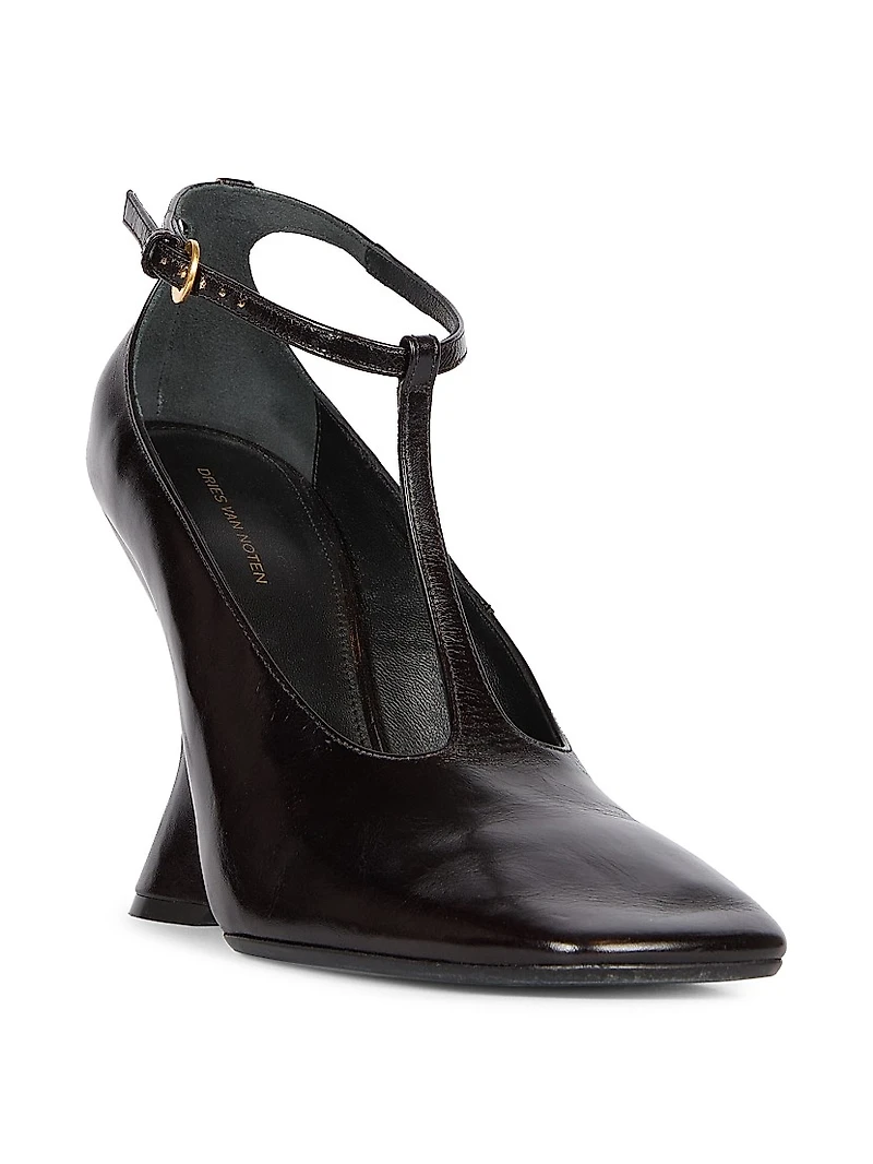 105MM Leather Wedge-Heel Pumps