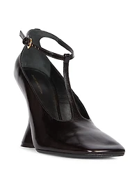 105MM Leather Wedge-Heel Pumps