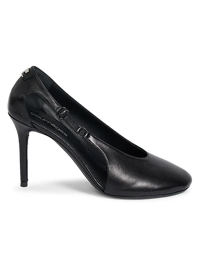 424 Oblique-Strap Leather Pumps