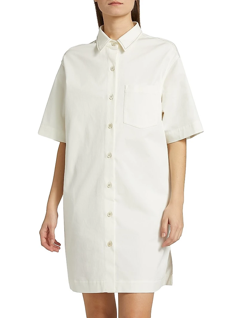 Cotton Gabardine Mini Shirtdress