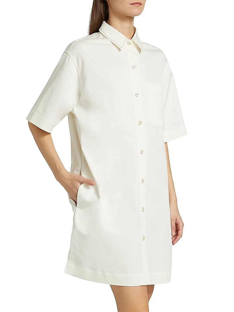 Cotton Gabardine Mini Shirtdress