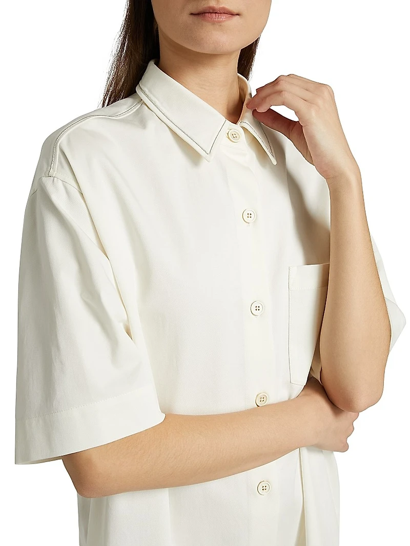 Cotton Gabardine Mini Shirtdress