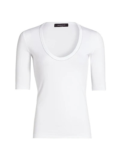 Rib-Knit Jersey T-Shirt