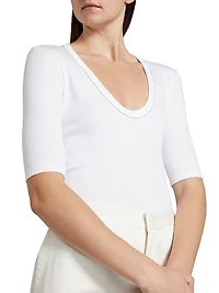 Rib-Knit Jersey T-Shirt