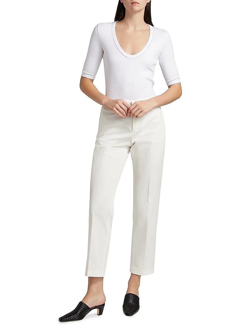 Rib-Knit Jersey T-Shirt