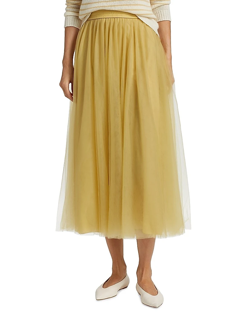 Golden Tulle Maxi Skirt