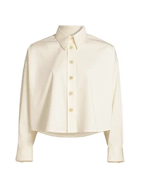 Cotton Gabardine Cropped Shirt Jacket