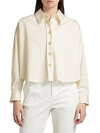 Cotton Gabardine Cropped Shirt Jacket
