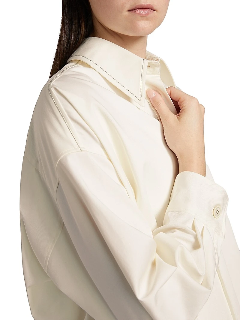 Cotton Gabardine Cropped Shirt Jacket