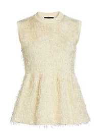 Fringed Knit Peplum Top