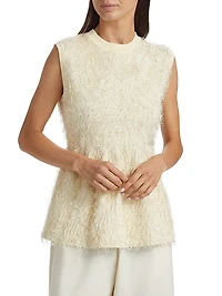 Fringed Knit Peplum Top