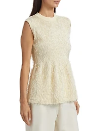 Fringed Knit Peplum Top