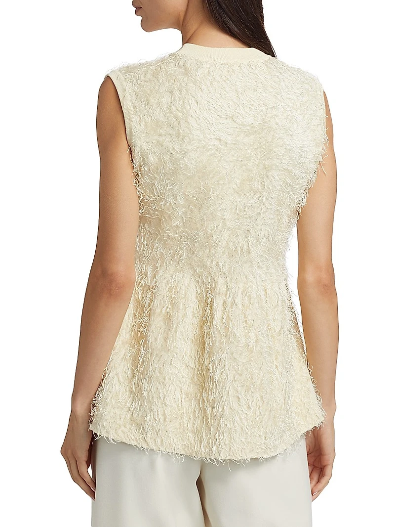 Fringed Knit Peplum Top