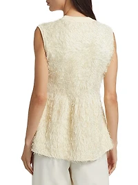 Fringed Knit Peplum Top