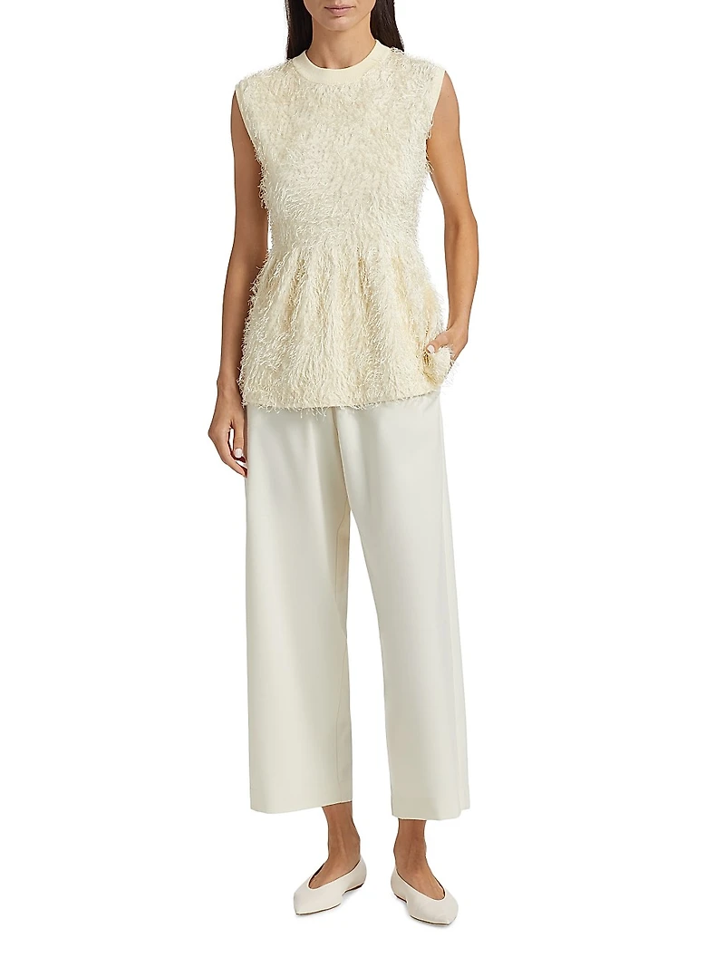 Fringed Knit Peplum Top