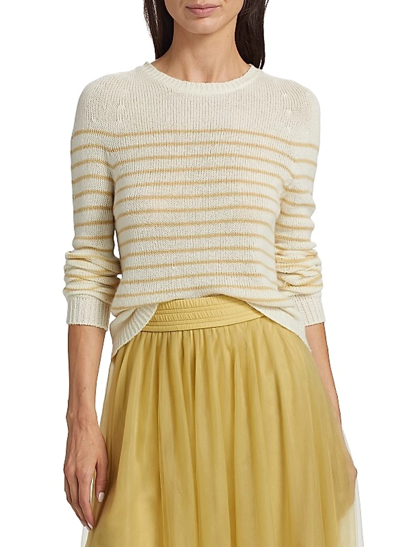Striped Cashmere Crewneck Sweater
