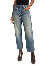 Boyfriend High-Rise Crop Wide-Leg Jeans