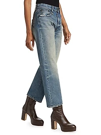 Boyfriend High-Rise Crop Wide-Leg Jeans