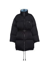 Re-Nylon Gabardine Hooded Down Coat