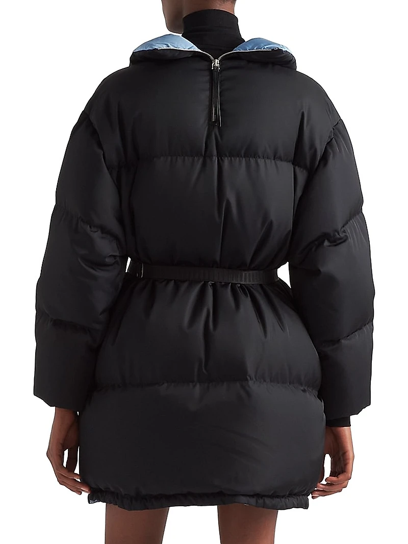 Re-Nylon Gabardine Hooded Down Coat