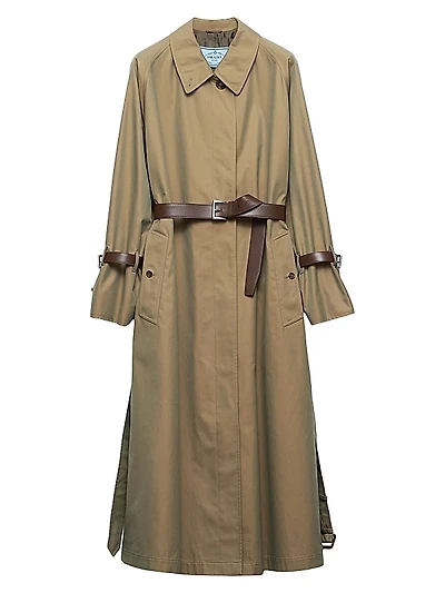 Single-Breasted Cotton Twill Trench Coat