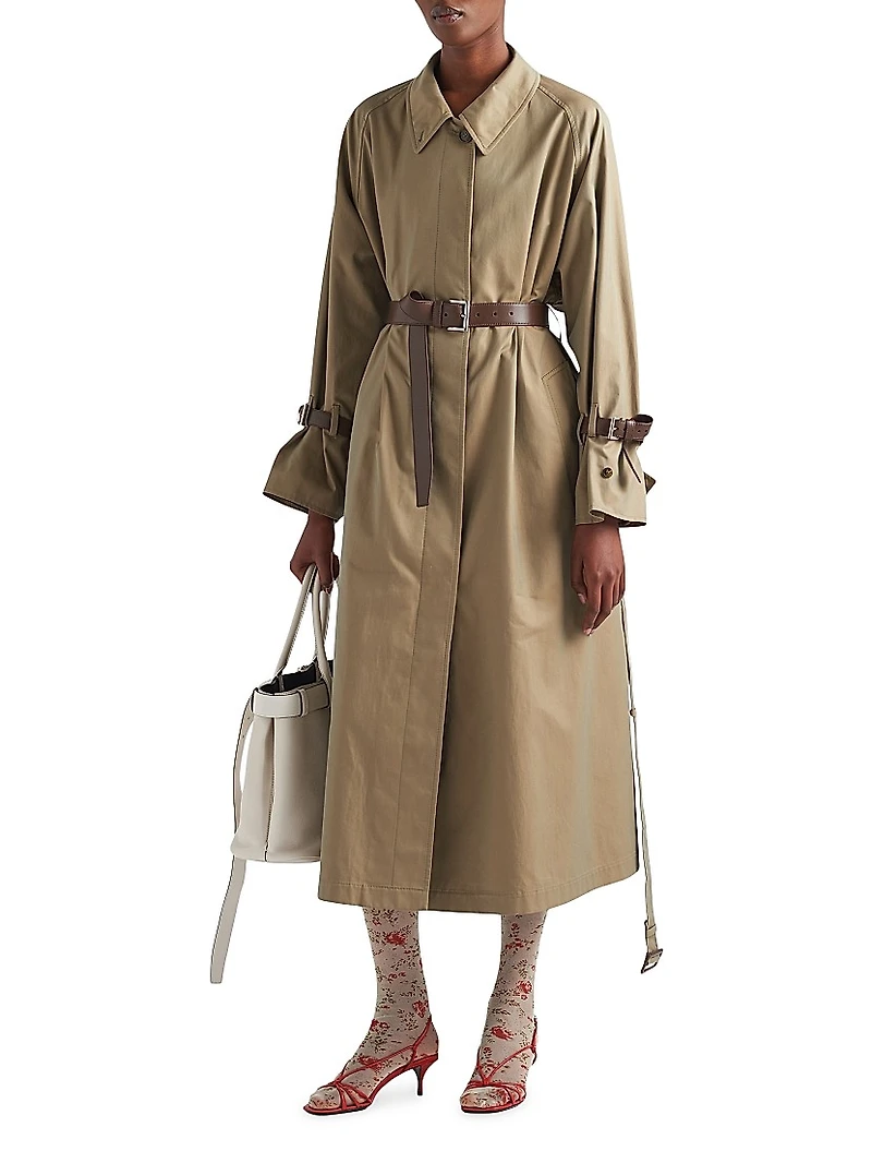 Single-Breasted Cotton Twill Trench Coat