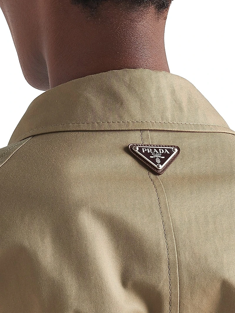 Single-Breasted Cotton Twill Trench Coat