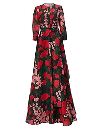 Floral Silk Belted Trench Gown